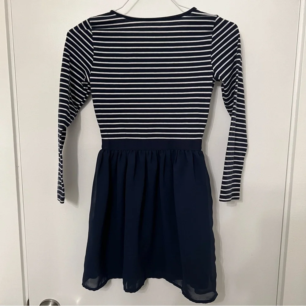Girls Flip Sequin Dress Smiley Face Blue White Stripe The Childrens Place 7/8 M